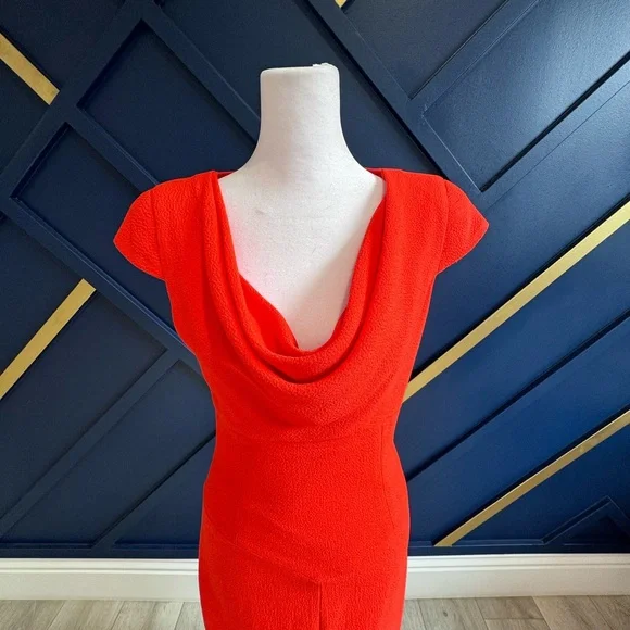 Black Halo cowl neck orange 🍊 sheath - Picture 8 of 12
